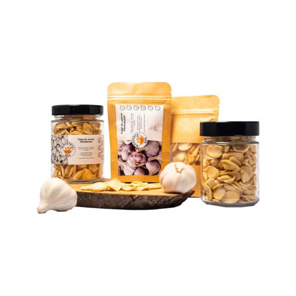 Fulgii de Usturoi Deshidratat la Borcan, Condiment Natural, Fără Conservanți, Pentru Mâncăruri Delicioase și Aromate 85g